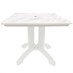 Aquaba Table, 32" Square, White Marble / White