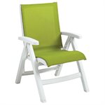 Jamaica Beach Midback Folding Sling Chair, White Frame, Fern Green Case of 2