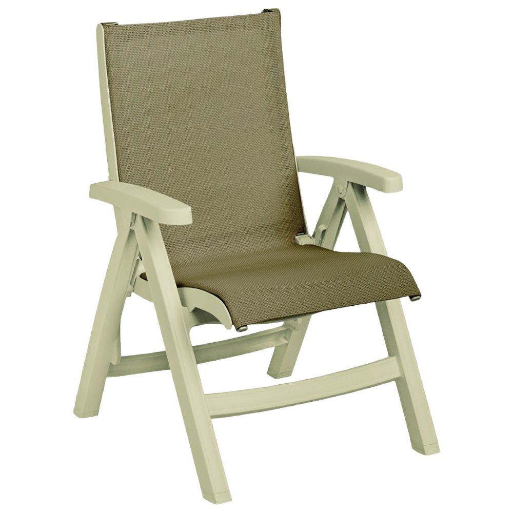 Jamaica Beach Midback Folding Sling Chair, Sandstone Frame, Taupe Case of 2