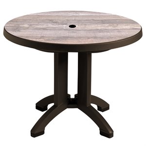 Aquaba Table, 38" Round, Ranch / Bronze