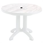 Aquaba Table, 38" Round, White Marble / White