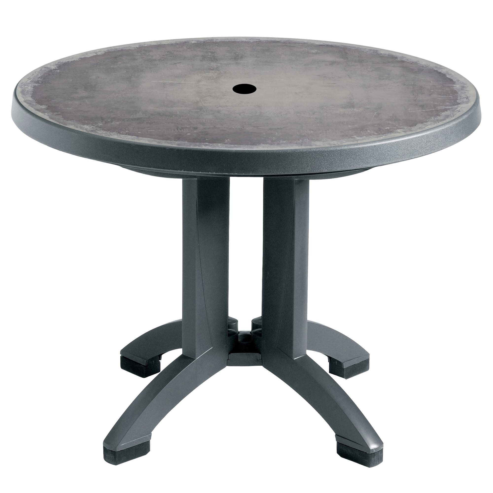 Aquaba Table, 38" Round, Zinc / Charcoal