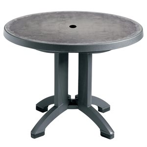 Aquaba Table, 38" Round, Zinc / Charcoal