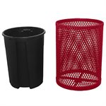 Premier Polysteel Round Trash Receptacle, Free Standing, 32 Gallon