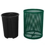 Premier Polysteel Round Trash Receptacle, Free Standing, 32 Gallon