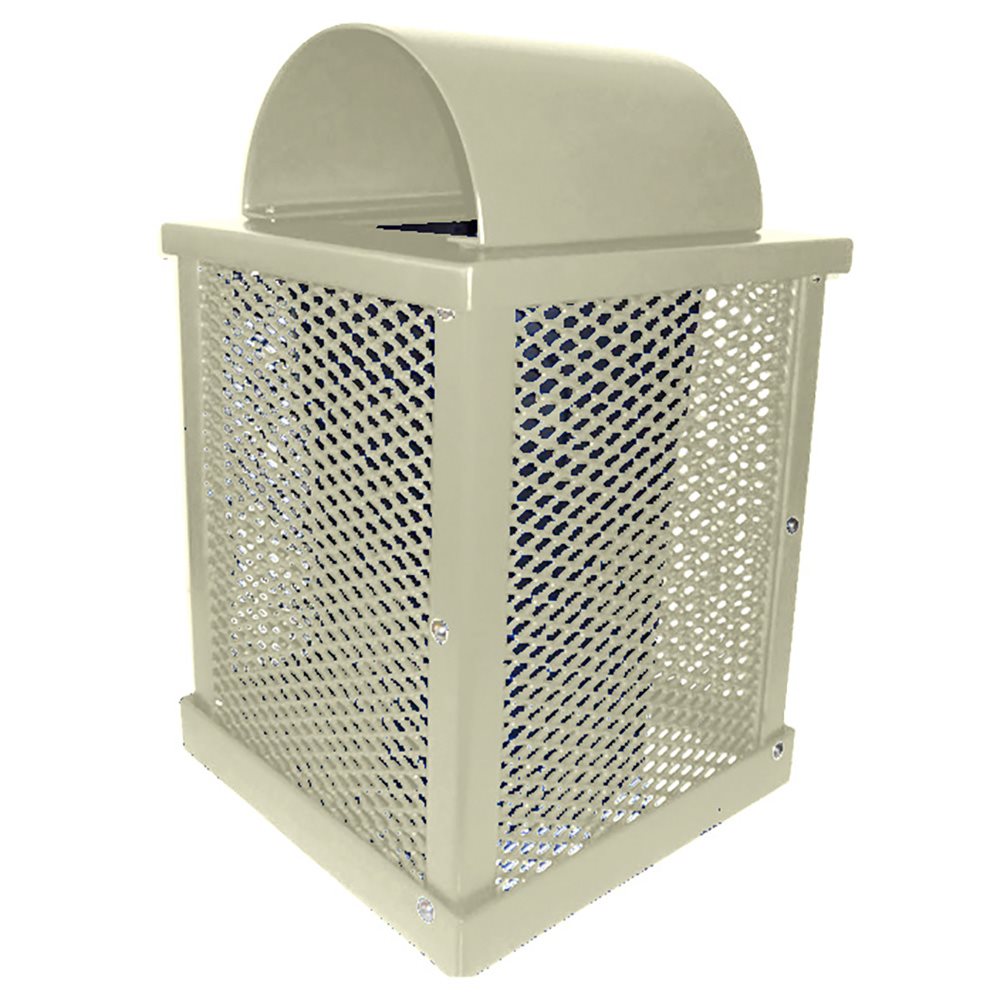 Premier Polysteel Arch Lid Square Trash Receptacle, Free Standing, 55 Gallon