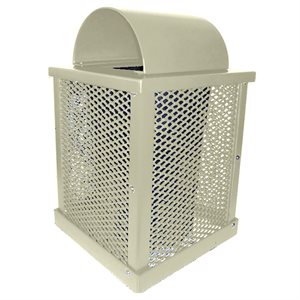 Premier Polysteel Arch Lid Square Trash Receptacle, Free Standing, 55 Gallon